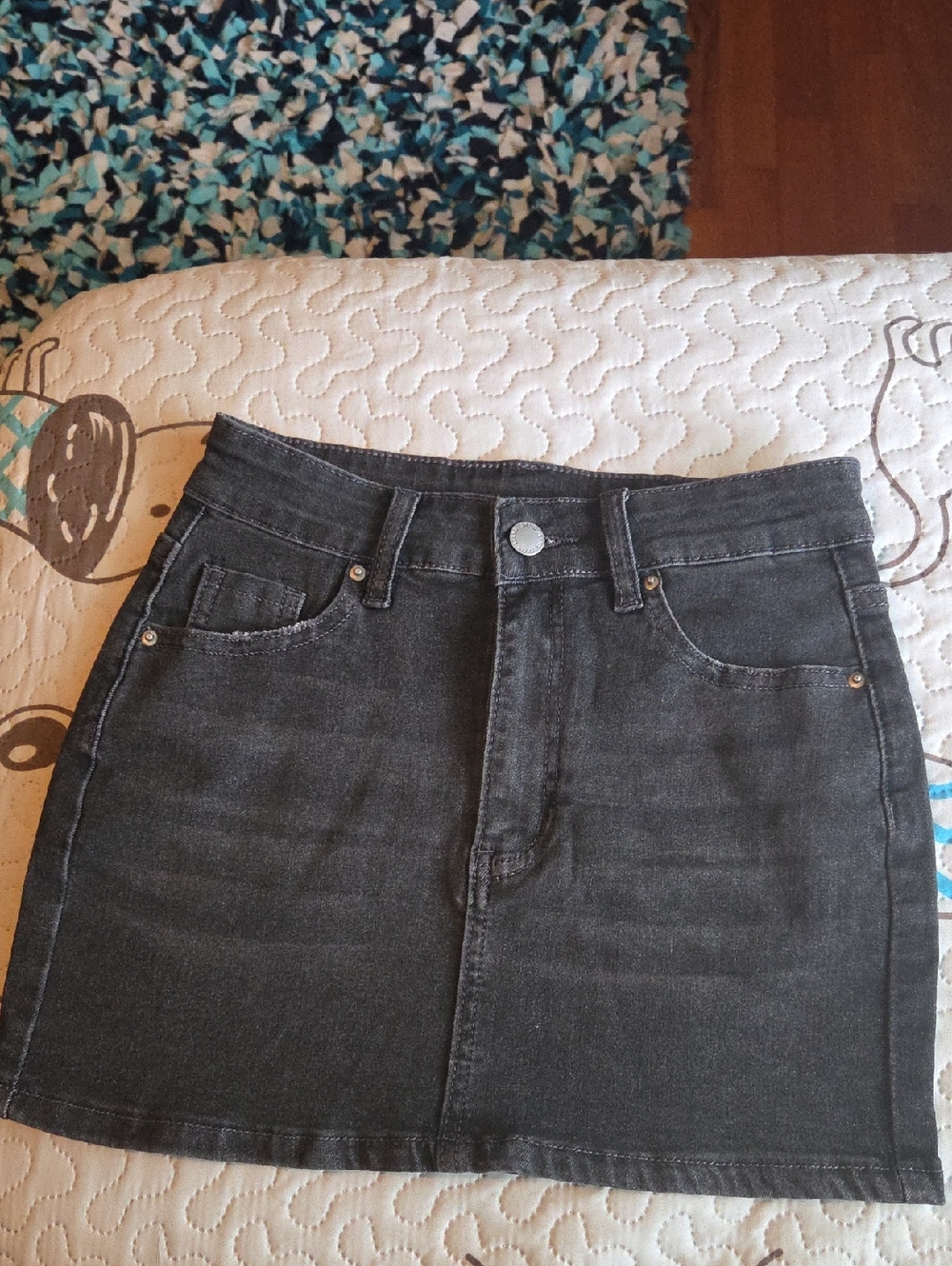 SHEIN Charcoal Black Denim Mini Skirt